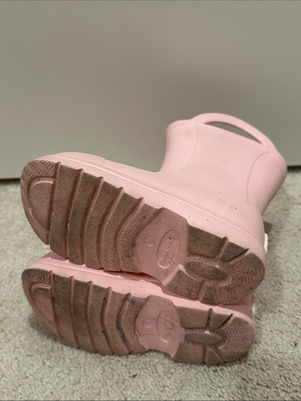 Girls' Waterproof Pink Pull-On Rain Boots